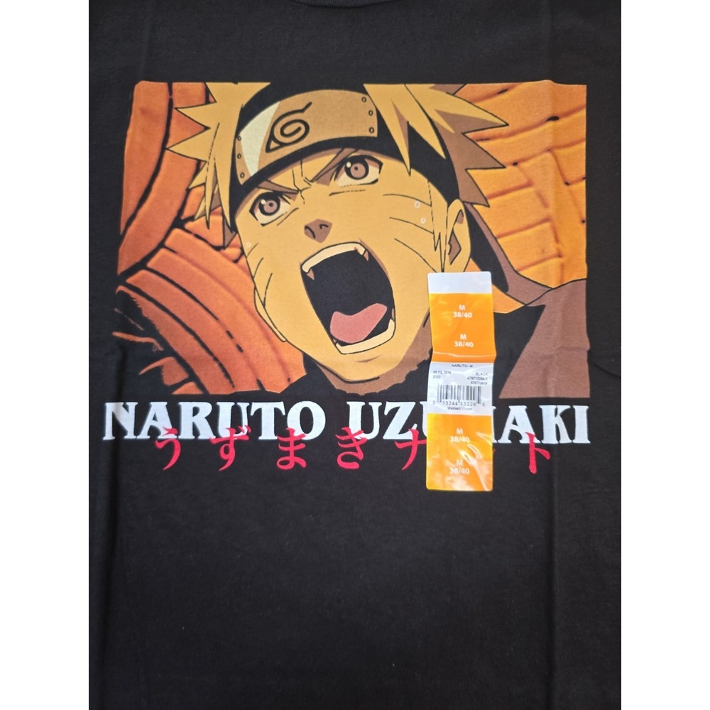New Naruto T-Shirt - Uzumaki Naruto Anime T-Shirt Mens M 38/40 black orange
